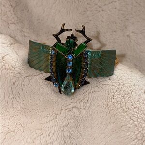 Green and Gold Beetle Cuff Bracelet exquisite piece very artistic one if a kind
